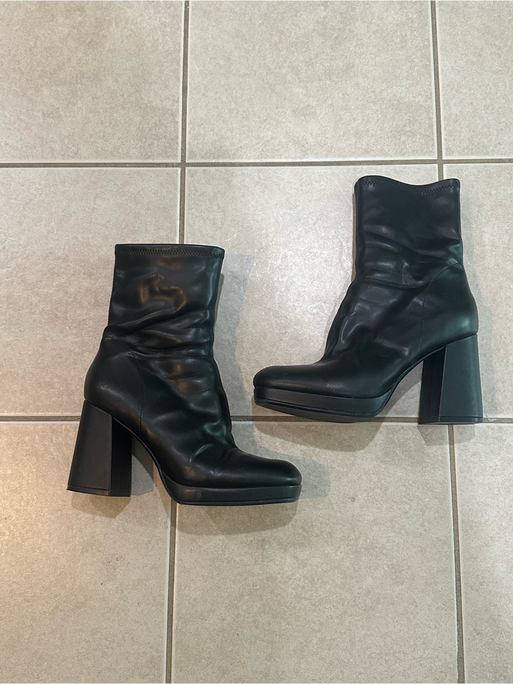 Berkshire Black Chunky Block Heel Ankle Boots